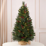 Настольная елка с лампочками Эвридей в мешочке  81 см, 50 теплых белых ламп на батарейках, ЛЕСКА + ПВХ