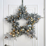 Хвойное украшение с лампочками Christmas Star 66 см, 35 теплых белых ламп, на батарейках, ПВХ