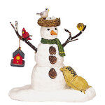 Фигурка Веселый снеговик с птичьим гнездом, 7 см