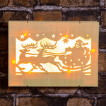 Картина со светодиодами "Упряжка Санты" с LED-огнями, 29*21 см, батарейка
