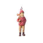 Елочная игрушка Мальчик Нильс со снежком в красном свитере 9 см, подвеска