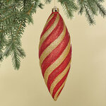 Елочная игрушка Сосулька - Shine Bend 30 см красно-золотая