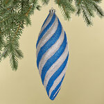 Елочная игрушка Сосулька - Shine Bend 30 см серебряно-синяя