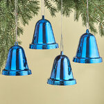 Елочная игрушка Колокольчик Xmas Peal 10 см синий, 4 шт