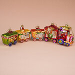 Набор стеклянных елочных игрушек Сказочные Паровозики - Gifa 9 см, 5 шт, подвеска
