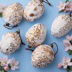 Елочные игрушки Яйца - Poggio Bernie 10 см, 6 шт, подвеска, стекло