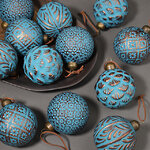 Набор стеклянных шаров Palla azzurra - Зимнее Торжество 8 см, 12 шт