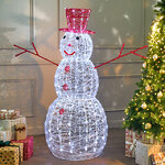 Светодиодная фигура Снеговик в красной шляпе 150 см, 300 холодных белых LED ламп, IP44