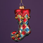 Стеклянная елочная игрушка Сапожок - Цирковое Шоу 10 см, подвеска