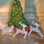 Светодиодные фигуры Олени - Помощники Санты 49-90 см, 300 холодных белых LED ламп, акрил, IP44