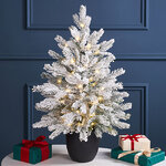 Искусственная елка с лампочками Гранада 60 см заснеженная, 48 теплых белых LED, ЛИТАЯ + ПВХ, контроллер, на батарейках