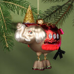 Стеклянная елочная игрушка Цирковой Слон 11 см