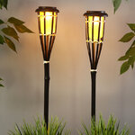 Садовый фонарь на солнечной батарее Solar Bamboo - Black 65 см, с эффектом живого пламени, IP44