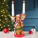 Новогодняя фигурка-подсвечник Медвежата: Веселое Рождество 25 см