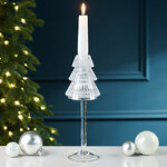 Стеклянный подсвечник Елка - Cascata Di Luce 25 см серебряный