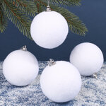 Набор елочных шаров Снежки 8 см, 4 шт