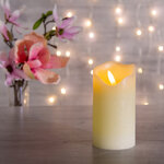 Светодиодная свеча с имитацией пламени Стелла 13 см кремовая восковая на батарейках
