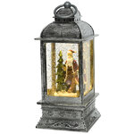 Новогодний фонарь - снежный шар Антик с Сантой 24 см на батарейках