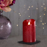 Светодиодная свеча Живое Пламя 12.5 см красная восковая на батарейках, таймер