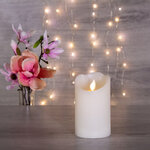 Светодиодная свеча Живое Пламя 12.5 см кремовая восковая на батарейках, таймер