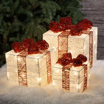 Светящиеся подарки Рождественские 3 шт 64 теплых белых LED ламп