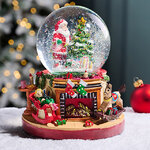 Музыкальный снежный шар Санта под покровом Рождества 22 см, подсветка, батарейка