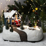 Новогодняя композиция Санта и дети в канун Рождества 19*13 см с LED подсветкой и движением, батарейки