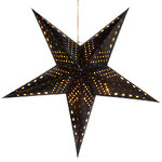 Светильник звезда из бумаги Stellare Black 60 см, 20 теплых белых мини LED ламп, на батарейках