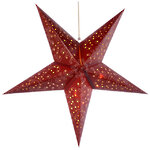 Светящаяся звезда из бумаги Ажурный Альтаир 60 см красная на батарейках, 20 теплых белых LED ламп