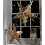 Светящаяся деревянная звезда Кантри со снежинками 60 см на батарейках, 20 теплых белых LED ламп