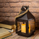 Декоративный фонарь со свечой Гилберт 25 см коричневый