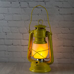 Декоративный светильник с имитацией пламени Сакромонте 25 см горчичный на батарейках, металл