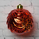Светящийся елочный шар Леннарт 12 см красный, 5 теплых белых LED ламп, на батарейках