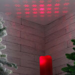 Лазерный проектор - свеча Рубиновые Снежинки 15 см, 20 м2, на батарейках