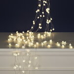Гирлянда на елку 100-150 см Лучи Росы - Льдинки, 12 нитей, 180 теплых белых LED ламп, серебряная проволока, IP20