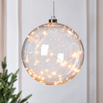 Декоративный подвесной светильник Шар Кристал 20 см, 40 теплых белых LED ламп, на батарейках, стекло
