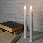 Столовая светодиодная свеча с имитацией пламени Стелла 24 см 2 шт, белая, батарейка