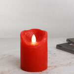 Светодиодная свеча с имитацией пламени Elody Red 10 см, на батарейках, таймер