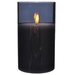 Светодиодная свеча в колбе с живым пламенем Одри 13 см в графитовом стакане, на батарейках
