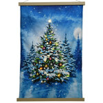 Светящаяся елка на стену Christmas Tree 82*55 см, на батарейках, синий фон