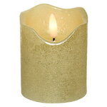 Светодиодная свеча с имитацией пламени Стелла 9 см золотая восковая, на батарейках, таймер