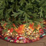 Светящаяся юбка для елки Рождественская ночь 116 см, 85 теплых белых LED ламп