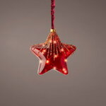 Подвесной светильник Звезда Мишель 80*20 см, 15 микро LED ламп, красный, на батарейках, стекло