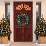 Новогодний чехол на дверь с подсветкой Christmas Holiday 230*93 см, 155 теплых белых LED ламп, IP44