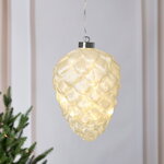 Подвесной светильник Шишка - Perfecto 21*15 см, 15 теплых белых LED ламп, таймер, на батарейках, стекло