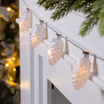 Светодиодная гирлянда Шишки - Silver Perfecto 1.75 м, 8 теплых белых LED ламп, прозрачный ПВХ, на батарейках, IP20