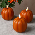 Светодиодная свеча Тыква Ginger с имитацией пламени 11 см, на батарейках