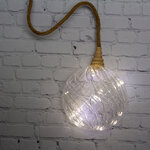 Подвесной светильник-шар Bradberry 15 см, 12 микро LED ламп, на батарейках, стекло