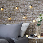 Гирлянда из белых лампочек Ретро, 20 ламп, теплые белые LED, 9.5 м, черный ПВХ, IP44, соединяемая