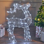 Светящаяся плоская фигура Олень Фостер 89 см, 60 холодных белых LED ламп с мерцанием, таймер, IP44